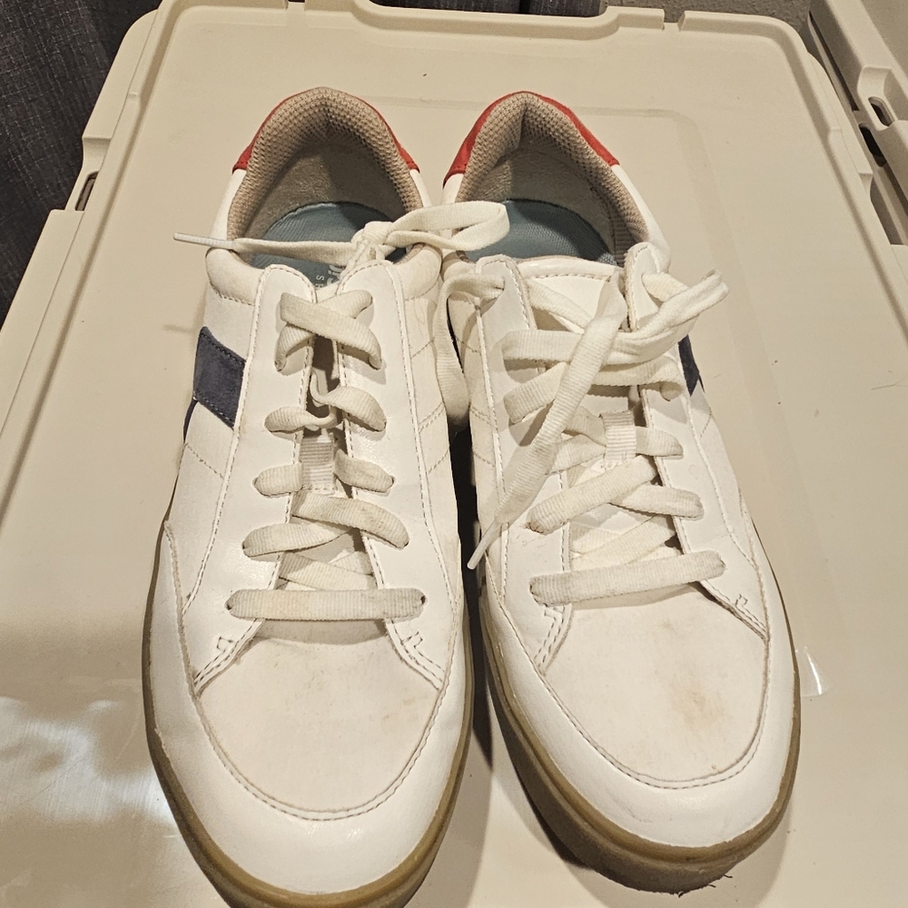 Dr. Scholl's White Sneakers with Blue and Red Accents